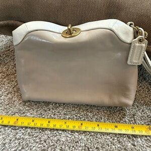 Coach Cream Leather Wristlet Pouch
